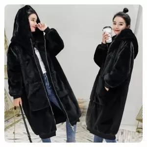 TBZ SJ-M 여성 밍크 퍼 코트 블랙(FREE)