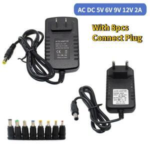전원 공급 장치 어댑터 충전기 DC 5V 6V 9V 12V 2A, AC 110V 220V 플러그 변환기 EU 미국 8pcs 연결