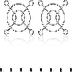 YIMETECO 40mm 팬 그릴 가드 2팩 CPU 케이스 프로텍터 보호 커버 DIY PC 컴퓨터 배기 팬(실버)의 케이블