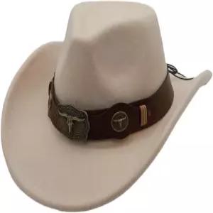 남성용 웨스턴 카우보이 모자 여성용 카우걸 남녀 공용 와이드 브림 펠트 페도라 클래식