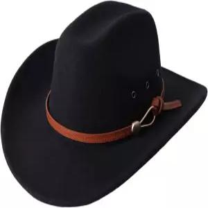 GRNUS 남성 여성 와이드 브림 웨스턴 카우보이 카우걸 모자 버클 벨트