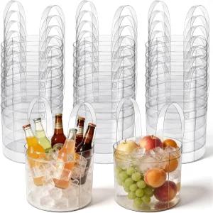 페로셰프 24팩 7Qt / 6.8리터 투명 접이식 스 버킷 손잡이 병 음료 쿨러 맥주 와인 샴페인 저장 욕조 야외