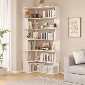 원목 코너책장 모서리 틈새 2단 오픈형 구석 선반 책장 흰색