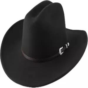 여성용 및 남성용 DREHHOW 카우보이 모자 클래식 펠트 웨스턴 카우걸 와이드 브림 벨트 버클 레트로 페도라