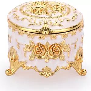 히피웨 빈티지 라운드 주얼리 박스 작은 장신구 보관 정리함 골드 메탈 가슴 반지 케이스 보물 상자 유품