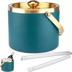 스 버킷 뚜껑과 스통이 있는 3L 이중벽 스테인리스 단열 파티용 홈 바용 시원한 맥주 샴페인 와인 병 다크