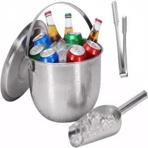 뚜껑 스쿱 집게가 있는 진푸 스 버킷 샴페인 와인 쿨러 손잡이가 음료 욕조 파티 바 수영장 해변 및 가정