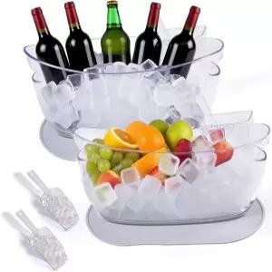 SRRUI 스 버킷 결로 방지 실리콘 패드와 스쿱 세트가 포함된 업그레이드 음료 욕조 5.5L 파티 쿨러 미모사