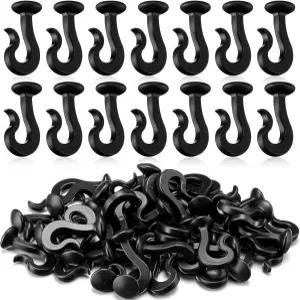 실크플라이 50팩 플라스틱 가제보 커튼 후크 블랙 헤비 듀티 교체용 액세서리 트랙 모기장 캐노피