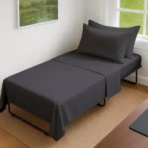 좁은 트윈 캠핑 RV 벙커 게스트 침대 소프트 통기성 100 이집트 면 침구 세트를 위한 KRISHNA 4피스 간이