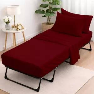 코팅턴 레인 4피스 코튼 시트 세트 25 x 75 프리미엄 이집트 좁은 트윈 캠프 벙커 아미 트라이폴드