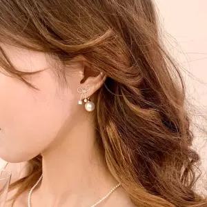투웨이 리본 진주 패션 심플 로맨틱 귀걸이 LOTOA-09
