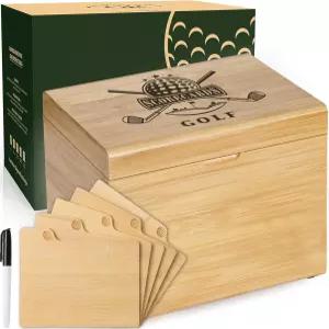 글로리에루 골프 보관함 선물 - 5개의 나무 칸막이가 있는 스코어카드 컬렉션 박스 사진 기념품을 위한