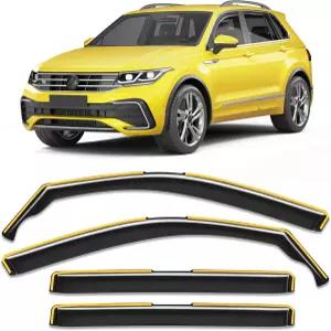 폭스바겐 티구안 2018-2024 레인 가드 사이드 윈도우 바이저 로우 프로파일 벤트 디플렉터 쉐이드 자동차