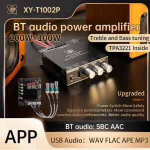 XY-T1002P Bluetooth 디지털 증폭기 보드 오디오 프로젝트용 고저주파 조정 TPA3221이 포함된 100W+100W 스