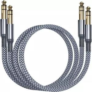 6.35mm TRS 계기 케이블 3.3FT 2팩 스트레이트 1/4인치 남성 잭 스테레오 오디오 인터커넥트 코드 6.35