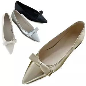 [카미엣뮤즈]슬림 리본 스틸레토 플랫_KM24s052