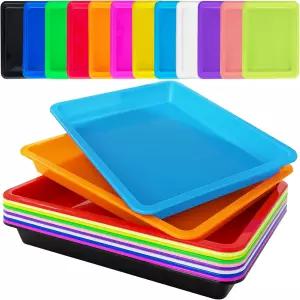 12팩 플라스틱 아트 트레이 멀티컬러 서빙 정리함 DIY 프로젝트용 액티비티 공예 페인팅 주얼리 홈스쿨