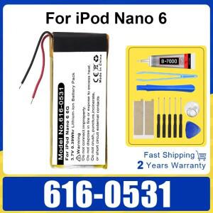 iPod Nano6 6G 6세대 MP3 리튬 폴리머 충전식 6 배터리 + 도구용 새 교체 616-0531