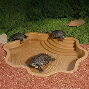 거북이 욕조 트레이 쉼터 곡선 자연형 물놀이 목욕 사육장용 약30cm uvw713