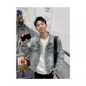 가을 남성용 정장 자켓 트위드 코트 오버사이즈 패드 숏 하운드투스 체크 상의 KS3