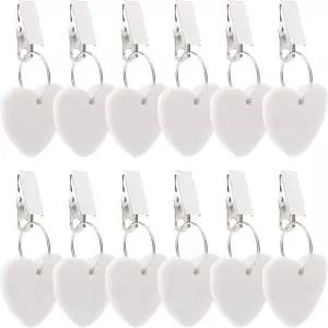 ZEAYEA 12피스 식탁보 무게 테이블 커버 실내 야외용 펜던트 피크닉 장식용 금속 클립이 달린 흰색 하트