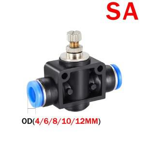 2PCS SA 스로틀 밸브 공기  제어 4mm 6mm 8mm 10mm 파이프 워터 호스 공압 수동 푸시 인 커넥터