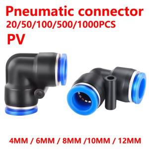 20PCS 공압 퀵 피팅 PV 90도 팔꿈치 플라스틱 4mm 6mm 8mm 10mm 공기 부품 파이프 푸시 인 워터 커넥터 2