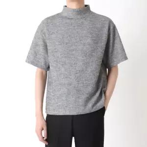 [지지블랙]지지블랙 햄릿 오버핏 반팔 니트 티셔츠 반폴라 반목 이너 목폴라