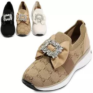 [카미엣뮤즈]자가드 리본 큐빅 팬단트 스니커즈_KM23s273