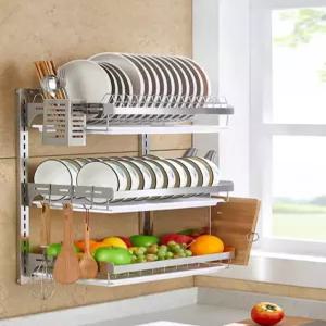 식기건조대 공간활용 접이식 벽걸이 스틸 타공 벽부착형