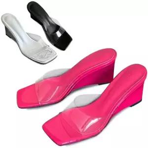 [카미엣뮤즈]클리어 탑 웨지뮬 슬리퍼_KM24s183