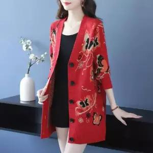 카디건 봄가을 스웨터 상의 여성 롱 하프 니트 KS3