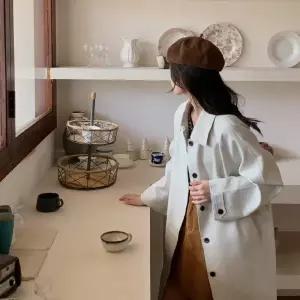 여성용 롱 하프 가을 가디건 트렌치 칼라 슬림핏 카디건 긴팔 KS3