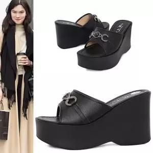 [카미엣뮤즈]팬단트 체인 웨지 슬리퍼_KM22w291