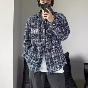 남사친 하프 코트 짜임 아우터 봄가을 패션 스트리트 체크 재킷 시크 OP3