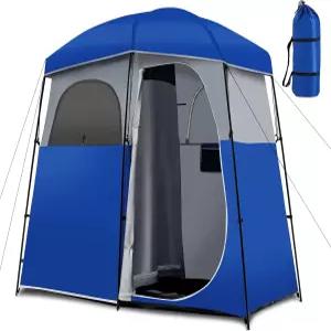 탱쿨라 더블룸 샤워 텐트 바닥 캠핑을 위한 대형 공간 프라이버시 쉘터 탈착식 레인 플라이가 있는 휴대용
