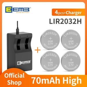 EEMB 고용량 lir2032 배터리 70mah 충전기 포함 3.7V 리튬 셀 코인 충전식