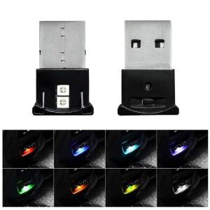 SUVnie 2 PCS 미니 USB LED 조명, 8 가지 색상 RGB 자동차 실내 분위기 밝기 조절 가능 스마트 노트북 키보드 홈 오피스 장식 야간 램프, 액세서리