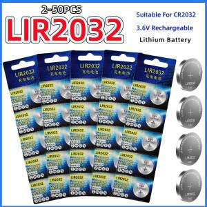 2-50PCS LIR2032 편리하게 충전식 배터리 2032 리튬 충전은 시계 코인 용 3.6v 40mAH CR2032를 대체 할 수