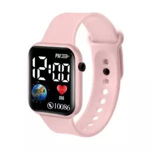 밴드 컬러 전자 LED 시계 사각 남자 손목 학생 여자 학생시계