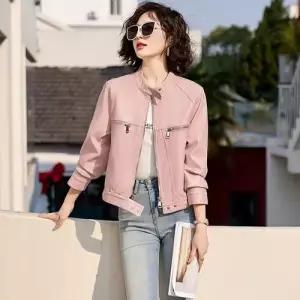 여사친 캐주얼 빈티지 자켓 차이나 숏 가죽 코트 봄가을 쿨맥스 PU OP3