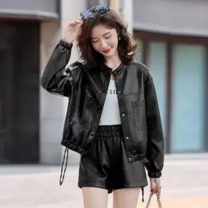 여자 가을 캐주얼 빈티지 재킷 가죽 코트 숏 차이나 PU OP3