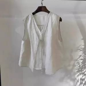 여성 여름 빈티지 투피스 브이넥티 브이넥 가짜 린넨 나시 민소매 스트링 OP2