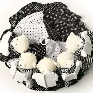 (다올)신생아 곰돌이 흑백모빌 오르골 봉제인형 딸랑이