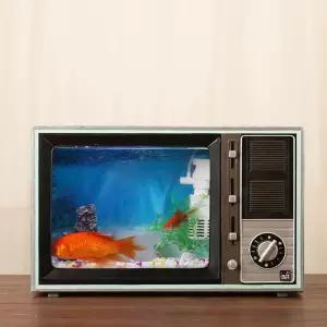 레트로 tv 어항 키우기 인테리어 장 수조 빈티지 레드 소품