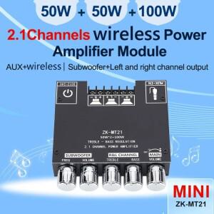 12V 24V 서브우퍼 디지털 전력 증폭기 보드 ZK MT21 100W 2.1 채널 AUX 오디오 스테레오 Bluetooth 호환 5.