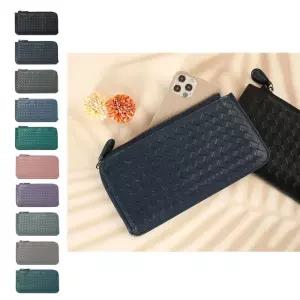 FC63 위빙 양가죽 슬림 지퍼 장지갑 여성 베이직 지갑 mhd7+2XMp