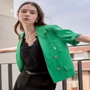 [르니앤맥코이]자수 로빈 린넨 더블 반팔 자켓 MK06JK209HJY