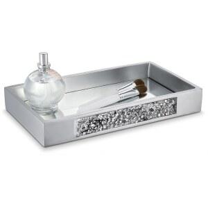 크리에이티브 향 실버 모자이크 욕실 서랍용 트레이 장식용 직사각형 작은 블링 액세서리 메이크업용 거울 - 향수 배니티